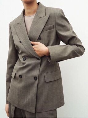 Zara Women’s Wool Blend Double Breasted Blazer/Jacket Brown Sz XS NWT